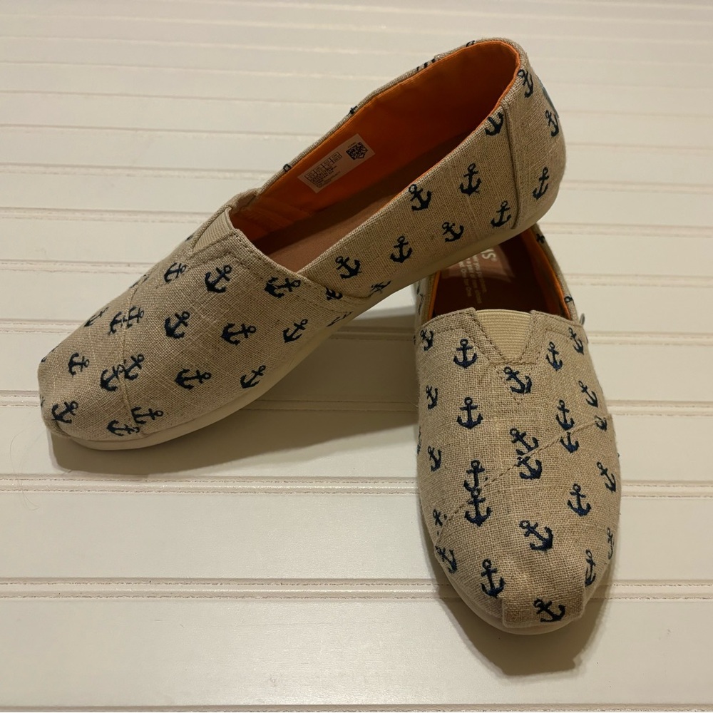 Toms Women’s Size 9.5 Cruise Nautical Anchors Shoes